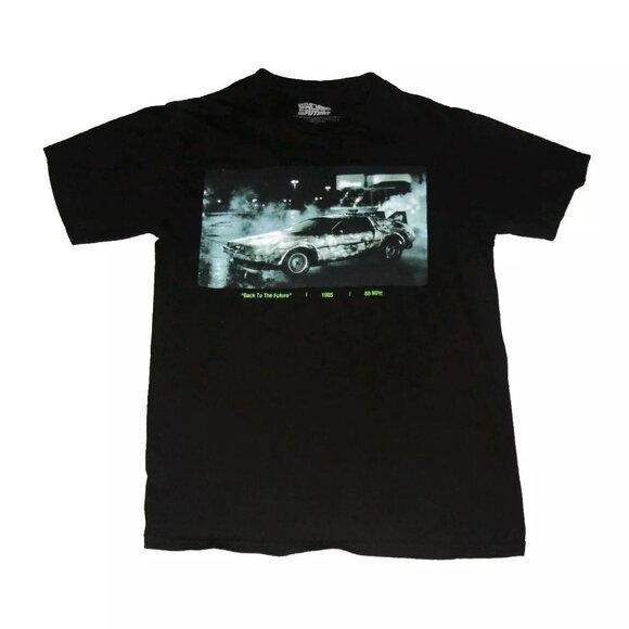 Back to the Future Delorean Car Logo Mens Black T-shirt sz. Small - Picture 1 of 3